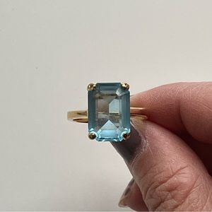 Light Blue Rectangular Stone Statement Ring